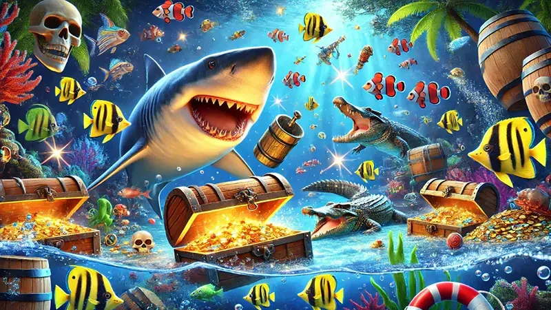 Ilustrasi arena bawah laut untuk permainan tembak ikan mobile
