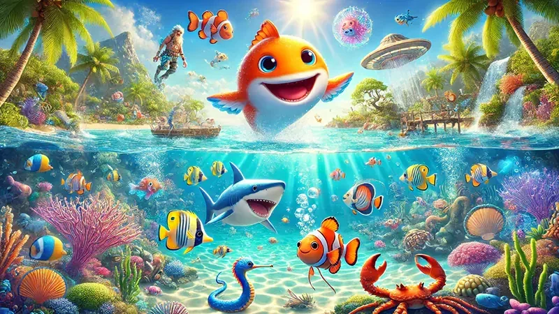 Tampilan permainan tembak ikan penuh warna di lobi LUCKYRP
