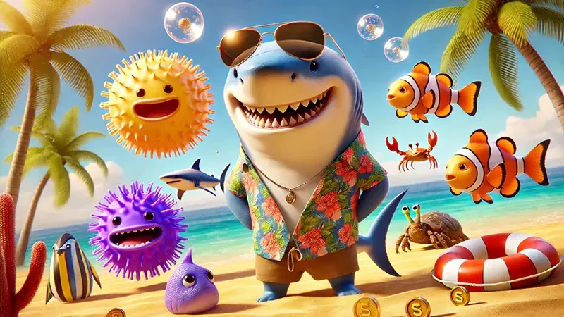 Layar permainan tembak ikan dengan meriam dan target laut bergerak